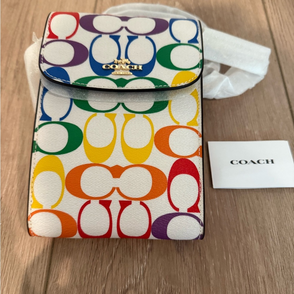 RACHEL PHONE CROSSBODY IN RAINBOW SIGNATURE CANVAS (COACH 2398)
IM/CHALK MULTI